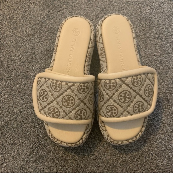 Tory Burch T Monogram Platform Bubble Slides Sz 8 - Picture 8 of 11